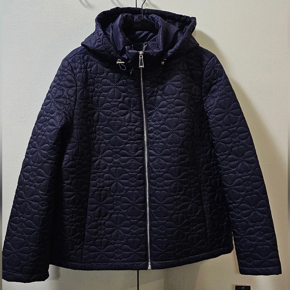 Kate Spade New York Flower Quilted Jacket Planetary Navy Womens Size XL NWT - Picture 4 of 16